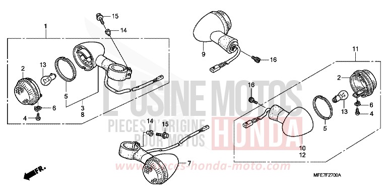 BLINKER (VT750C2/C2F/C2S) von Shadow Aero CANDY BLAZE ORANGE (YR196) von 2010